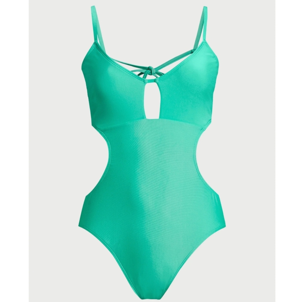Time & Tru NWT Juniors XXL 19 Mint Green 1 piece Cut out Swim Suit NEW